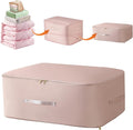 Ultra Space Saving Self Compression Organizer, Upgraded Space Saving Self Compression Organizer Space Bags, Premium Comforter Packaging Cube Bedding Storage Bag (Pink, Large 54×42×30cm)