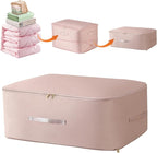 Ultra Space Saving Self Compression Organizer, Upgraded Space Saving Self Compression Organizer Space Bags, Premium Comforter Packaging Cube Bedding Storage Bag (Pink, Large 54×42×30cm)