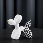 Resin Balloon Dog Sculpture - Collectible Figurines Decor for Home | Office Desktop Resin Decors Balloon Dog Decor (White Grid)