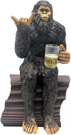 John Bernard & Company Party Bigfoot Male Hang Loose Beer Drinking Decorative Sasquatch Yeti Statue/Figurine 10 Inch H Shelf Sitter Figurine (Natural)