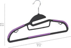 Amazon Basics Space Saving Non-Slip Rubber Coated Plastic Hangers with 360 Degree Swivel Hook, Black/Purple, Pack of 50