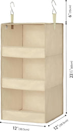 GRANNY SAYS 3-Shelf Hanging Closet Organizer, Khaki Closet Storage Hanging Shelves