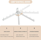 Swing Clothes Hanger Rack, Garment Racks Folding Clothes Bar Wall Mounted, 180°Rotation Laundry Drying Rack 304 Stainless Steel Space Saving for Laundry Room Bedroom Balcony, 9.45" Long
