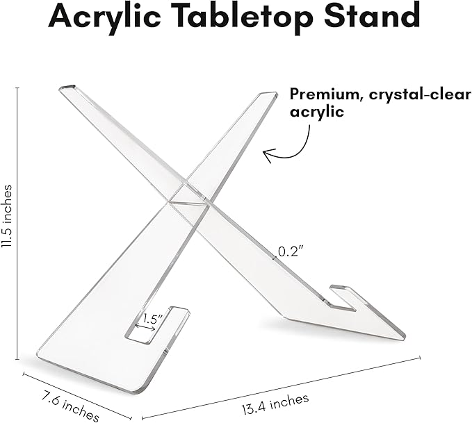 Americanflat Acrylic Easel Stand - 12" Tabletop Easel and Plate Stand - Lightweight Display Holders for Photos, Cards, Frames, Books, Magazines, Albums - Home or Office Decor