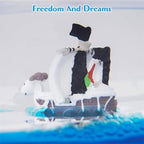 Unsinkable One Going Pirate Ship Piece Merry Toy in a Bottle Box - Floating Boat Liquid Motion Ocean Desk Decor, Unique Birthday Gifts for Men Women Anime Lovers Desk Ornament (Blue-f)