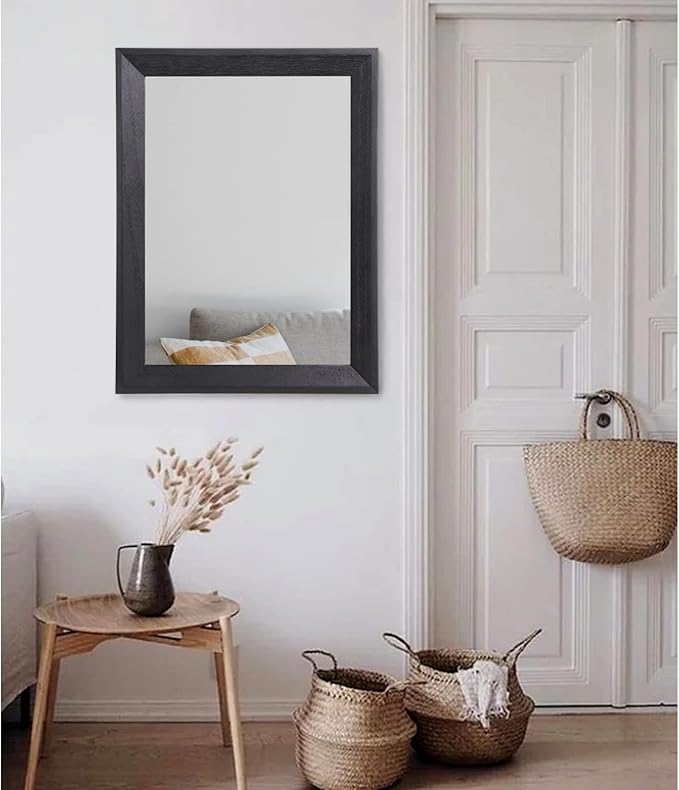 AAZZKANG Black Mirrors for Wall Rectangle Wood Framed Large 28"x20" Decorative Wall Mirror for Bedroom Bathroom Living Room Dressing Room Entryway