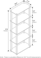 Furinno Turn-N-Tube 5-Tier Multipurpose Shelf / Display Rack / Storage Shelf / Bookshelf, Square Tubes, Dark Cherry/Black