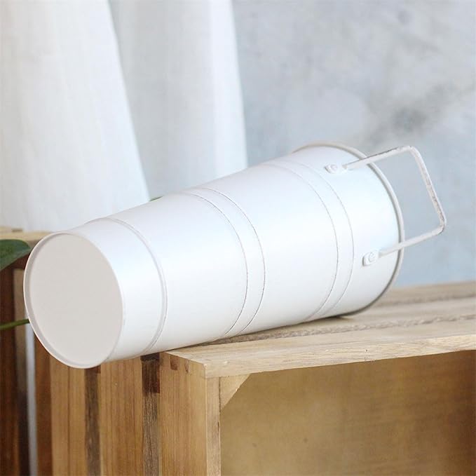 Umbrella Storage Bucket Metal Umbrella Stand Holder Decorative Vase Flowerpot Rack for Home Living Room Office Decor, approx.7.5x25.5cm/2.95x10.04in, White