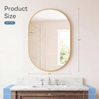Sweetcrispy 24" x 36" Gold Bathroom Mirror for Wall, Oval Wall Mirrors with Metal Frame, Tempered Glass, Modern Vanity Mirror for Over Sink, Living Room, Bedroom, Entryway, Horizontal or Vertical