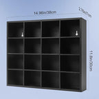 Tie Organizer Wall Mounted Tie rack,Tie box for Men,Tie Storage Box Organizer with 16 Compartments，Tie Display Racks for Bedroom, changing room, Men Wardrobe(Black)