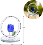 LONGWIN Crystal Blue Rose Flower Figurine Collectible Glass Spring Bouquet Decorative Ornaments for Home Office,Romantic Valentine’s Day, Anniversary & Wedding Gifts for Women