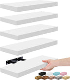 Sorbus Floating Shelves for Wall – 16 Inch Floating Shelf for Kitchen, Bedroom, Living Room, Bathroom, Home & Wall Decor - Mounted Bathroom Shelves with Invisible Brackets (White, 5 Pack)