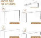 Anglelife 8 Pieces 2 Set (7”L~8”L~9”L) Large Display Risers, 4" Wide Clear Rectangular Stand Shelf for Showcase Collectibles, Acrylic Cake Shelves for Retail Desktop Jewelry Funko Pop Figures