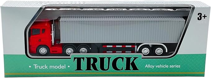 Container Truck Die Cast Metal Vehicle Model 20.5CM Miniature Collectible Ornament Home Office Decors Gift Detailed Miniature Truck Model