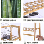 Ufine Bamboo Garment Rack 7-Tier Storage Shelves Clothes Hanging Rack, Heavy Duty Clothing Rack Minimalism Wardrobe Closet Organizer for Indoor