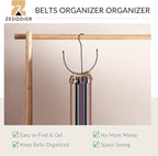 ZEDODIER Belt Hangers, Belt Rack Black Closet Accessories Organizers, Closet Organizer Hook Rack for Belt, Ties, Scarves, Camisoles, Hats, Bras, Shoes
