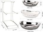 jessie 3 Tier Ceramic Fruit Bowls for Kitchen Counter with Metal Rack, Fruit Basket with Stand, Porcelain Bowls for Fruit Vegetable Bread Candy Snack Nuts (Silver and White Bowl-Silver Rack 3 Layer)