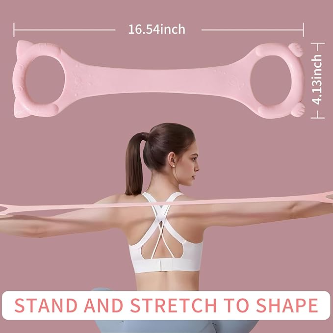 Figure 8 Fitness Resistance Band with Handles, Arm & Back Training Elastic Rope for Pure Barre Workout, Chest, Shoulder Stretching Exercise Equipment for Yoga, Pilates & Physical Therapy.