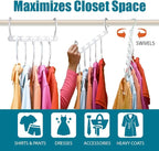 Wonder Hanger Max 10-Pack Space Saving Hangers, Reinforced Hooks Swivels 360°, Cascading Hanger, College Dorms & Storage Closet Organizer, Fully Assembled – White