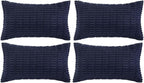 Fancy Homi 4 Packs Navy Blue Decorative Throw Pillow Covers 12x24 Inch for Living Room Couch Bed Sofa, Rustic Modern Farmhouse Boho Home Decor, Soft Plush Corduroy Cute Square Cushion Case 30x60 cm