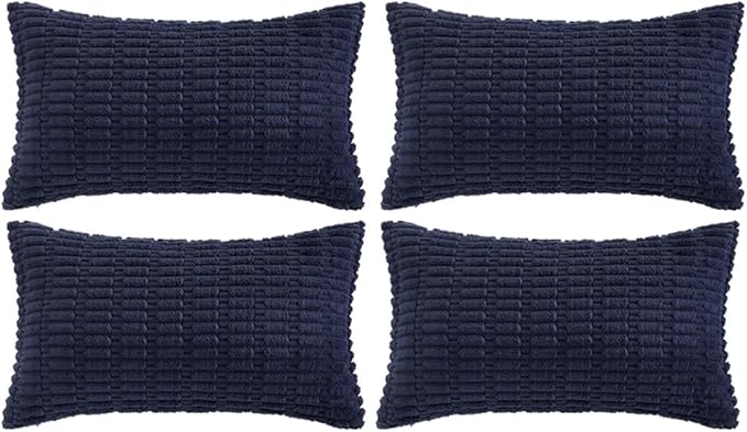 Fancy Homi 4 Packs Decorative Throw Pillow Covers for Living Room Couch Bed, Modern Farmhouse Boho Home Décor Accent Cushion Case, 24" x 14", Navy Blue