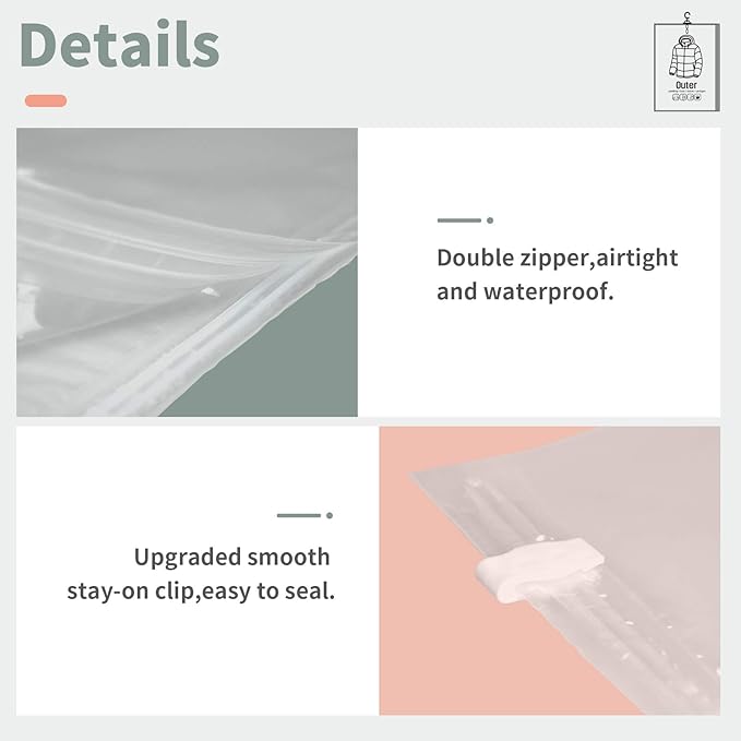 Meetall 4Pack Hanging Vacuum Storage Bag Reusable Space Saver Compressed Bag with Hangers.2pcs in 26.3x35.4inch(67x90cm) and 2pcs in 26.3x43.3inch (67x110cm).Work with Any Vacuum Cleaner.