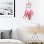 Pretty Jolly Small Tree of Life Crystal Stone Dream Catchers Pink Feathers Mini Dreamcatchers for Cars Rear View Mirror Hanging Decoration Good Luck Travel Charm Bedroom Ornaments for Women Girls