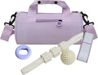 Gym Bag Kit For Women, 5 Pcs Stylish Sport Set, Portable Travel Workout Accessories With Yoga Band, Spiky Ball, Hand Grip & Roller Massage Stick