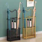 Metal Umbrella Holder Stand,Metal Umbrella Stand for Entryway, Stand Cane Holder with Drip Tray, Umbrella Rack Storage Bin Freestanding,Black