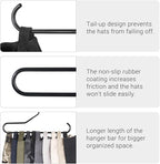 Mkono Hat Organizer for Baseball Caps Metal Hat Rack for Closet Hat Hangers Baseball Cap Holder Hat Storage Organizer Holds 40 Caps, Set of 4, Black