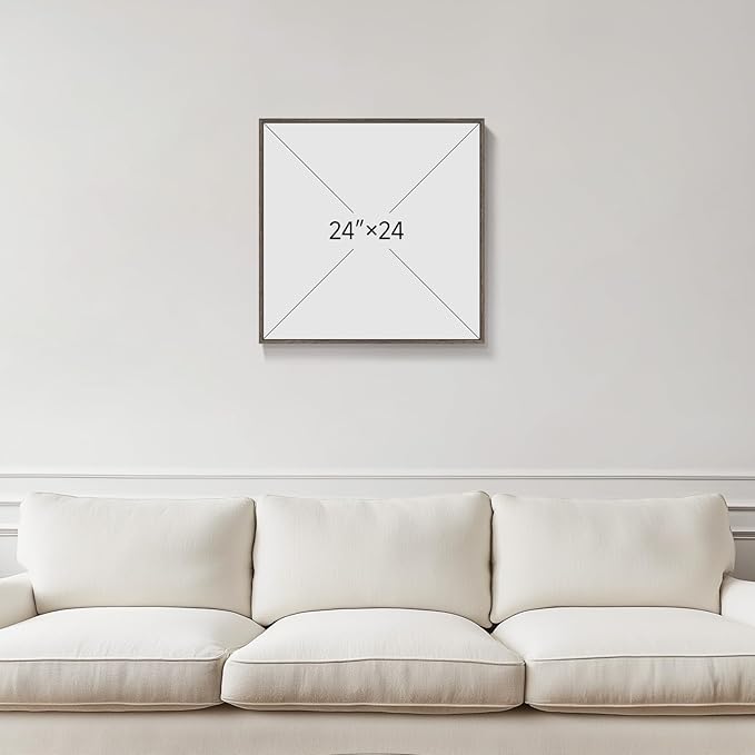 Framed Neutral Abstract Wall Art for Living Room, Mid Century Modern Black and Brown Still Life Canvas Artwork for Walls, Minimalist Pictures Wall Decor for Bedroom Hallway Home Office, 24x24 Inch