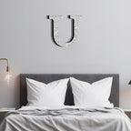 Qunclay 12'' Silver Crystal Diamond Bling Letters Crushed Diamond Decoration Wooden Glitter Letter with Screw and Hooks Rhinestone Gift for Wedding Y2k Mcbling Bedroom Wall Decor (Letter U)