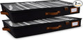 HOMELUX THEORY 2pc Low Profile Under Bed Storage Containers, Thin Under Couch Storage Organizer with Bins & Lids, Underbed Storage Box Ideal for Seasonal Clothes, Blankets, Fabric & Shoes (Black)