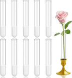 10 Pack 5.9" Glass Cylinder Bud Vase Fit from 22mm to 27mm Desighed Specially Adjustable Designed for Taper Candle Holder for Tablescapes, Wedding Decor
