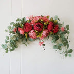 BFYDOAA 30 Inch Wedding Arch Flowers,Decorative Swag Artificial Floral Swag for Lintel, Green Leaves Rose Peony Sunflowers Door Wreath Home Decoration