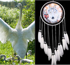Wolf Dream Catcher, Handmade White Feather Dream Catchers Gift Wall Decoration Dreamcatchers