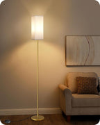 Floor Lamp, Pole with Foot Switch, Modern Standing Lamp Lampshade, Minimalist Freestanding Lamp (Bulb Not Included), for Living Room, Bedroom Office ETL Listed Gold and White DCW07LD05