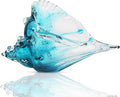Hand-blown glass conch sculpture, modern green sea glass art decorative conch statue, coastal decor shell sculpture, suitable for living room TV cabinets, offices, shelf decorations and ornaments.