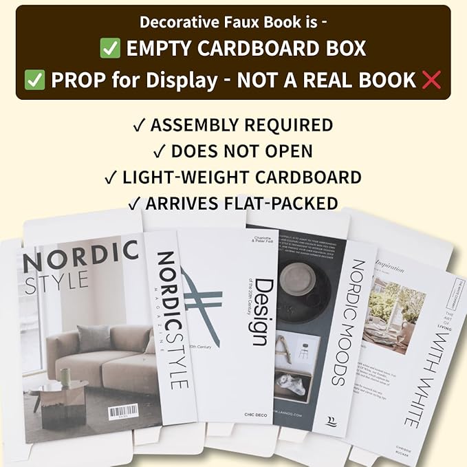 PROBENEX Mono Large | 4 PCS Faux Decorative Books for Home Decor | Not Real Books (Cardboard Boxes) | Coffee Table, Shelf Styling & Modern Aesthetic Accent Pieces for Living Room, Office