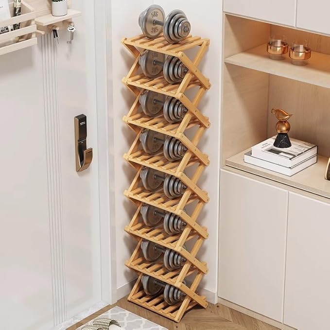 Simcat Bamboo Shoe Rack, Portable Folding Shoe Storage Rack,No Installation Free Standing Shoe Rack for Entryway, Closet, Dorm/Small Spaces (Six shades of tawny)