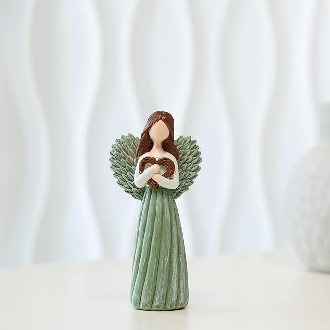 Remembrance Angel Figurines,Sympathy Gifts for Loss of Loved One,Grief Gifts for Women,Memorial Gifts to Hold Each One Safely in Your Heart,Hand-Painted Figurine.Life was a willow branch heart.