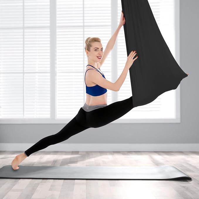 LOYALHEARTDY Aerial Silks Starter Kit, 11 Yards Equipment Set for Aerial Yoga, Durable Aerial Yoga Hammock Aerial Swing for Aerial Acrobatic, Aerial Dance & All Levels (L:10m W:2.6m)