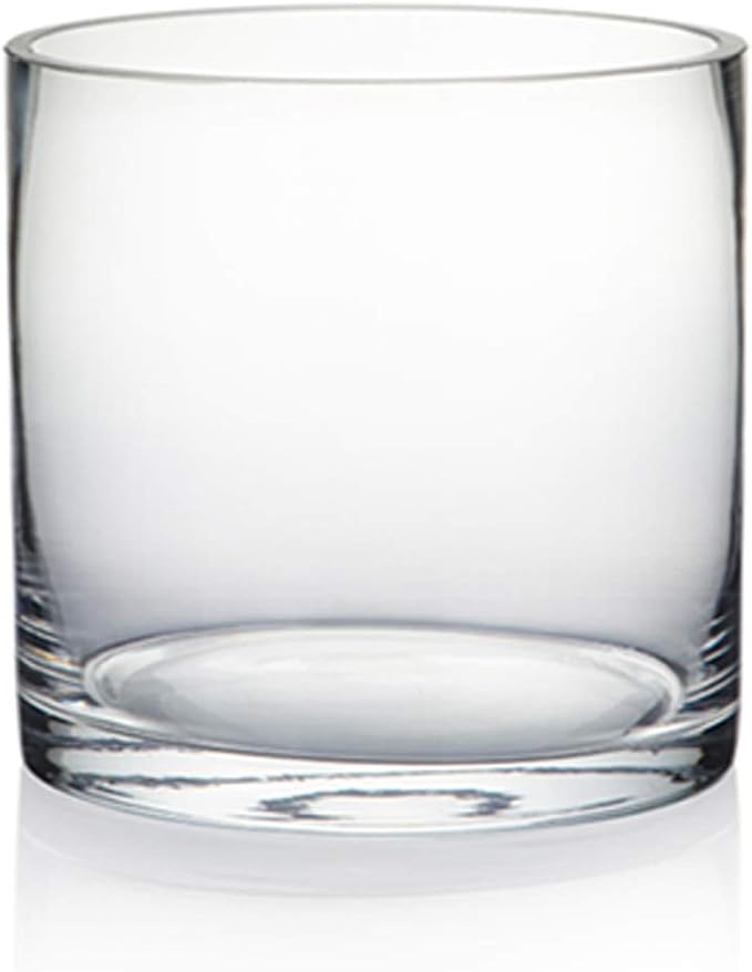 WGV Cylinder Glass Vase, Diameter 5", Height 5", Clear Glass Floral Planter Container, Floating Candle Holder for Wedding Party Event Home Office Decor, 1 Piece