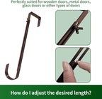 Wreath Hanger for Front Door,Adjustable Metal Wreath Hanger from 12-20", Hold Up 20lb, Indoor or Outdoor Over The Door Wreath Hook Hanger for Easter Spring Halloween Xmas Wreath Decorations (Bronze)