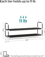 SONGMICS 2-Tier Shoe Rack, Shoe Storage for Hallway Closet, Slim and Space-Saving, Metal Frame, Non-Woven Fabric Shelves, Black ULSH052B01