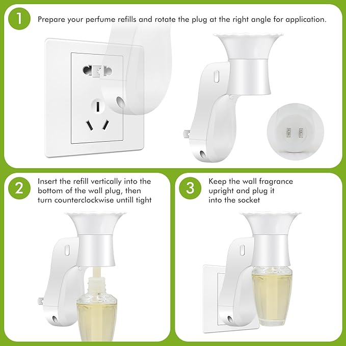Wall Fragrance Plug in Air Freshener- Plug in Diffuser with Night Light Compatible with Bath and Body Works Wallflowers Refill, ETL Certified Rotatable Plug, Scent Control Plug for Home Office (4PCS)
