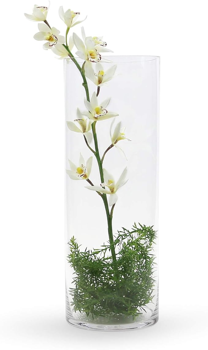 WGV Cylinder Vase Bulk, Width 7", Height 20", Clear Wide Large Diameter Flower Glassware, Floral Container, Planter Terrarium for Wedding Party Event, Home Accent Decor, 4 Pieces
