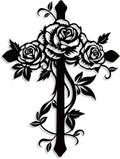 Kercan Metal Rose Cross Wall Decor - Modern Room Decor Black Cross Wall Art Home Decor for Living Room, Bedroom, Dining Room, Porch