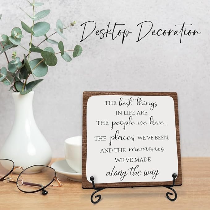 5” Motivational Wooden Sign Decoration - The Best Things In Life Are The People We Love - Rustic Wood Plaque Decor For Home Office Desk Shelf Decor Inspirational Gifts For Women Men - A18