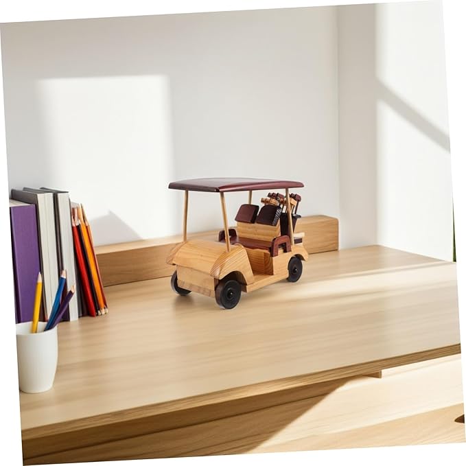 Rustic Car Model Wooden Antique Vehicle Ornament for Home Office Decor Vintage Collectible Car Figurine for Desk and Collectors